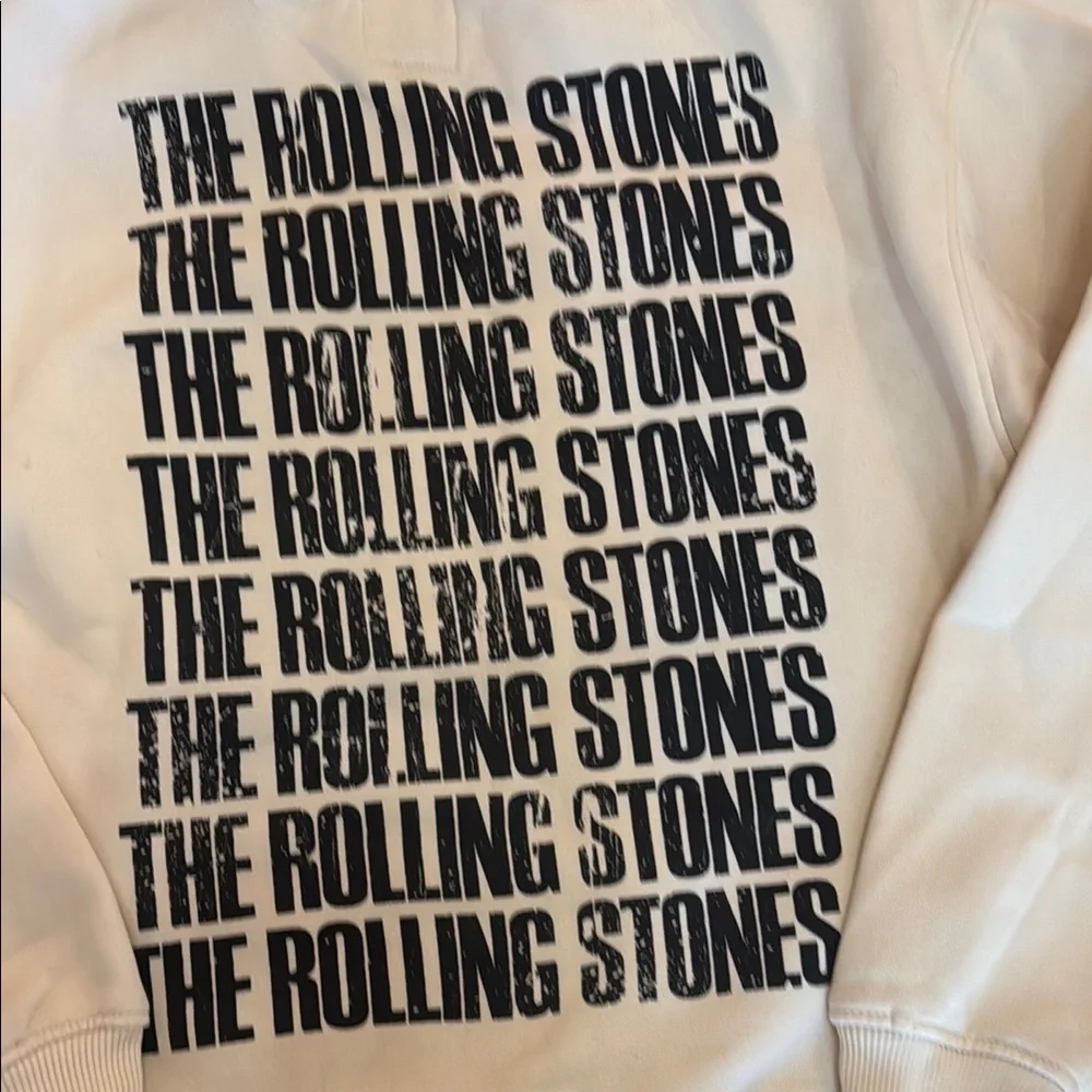 Zara Cream Rolling Stones Leopard Tongue Sweatshirt